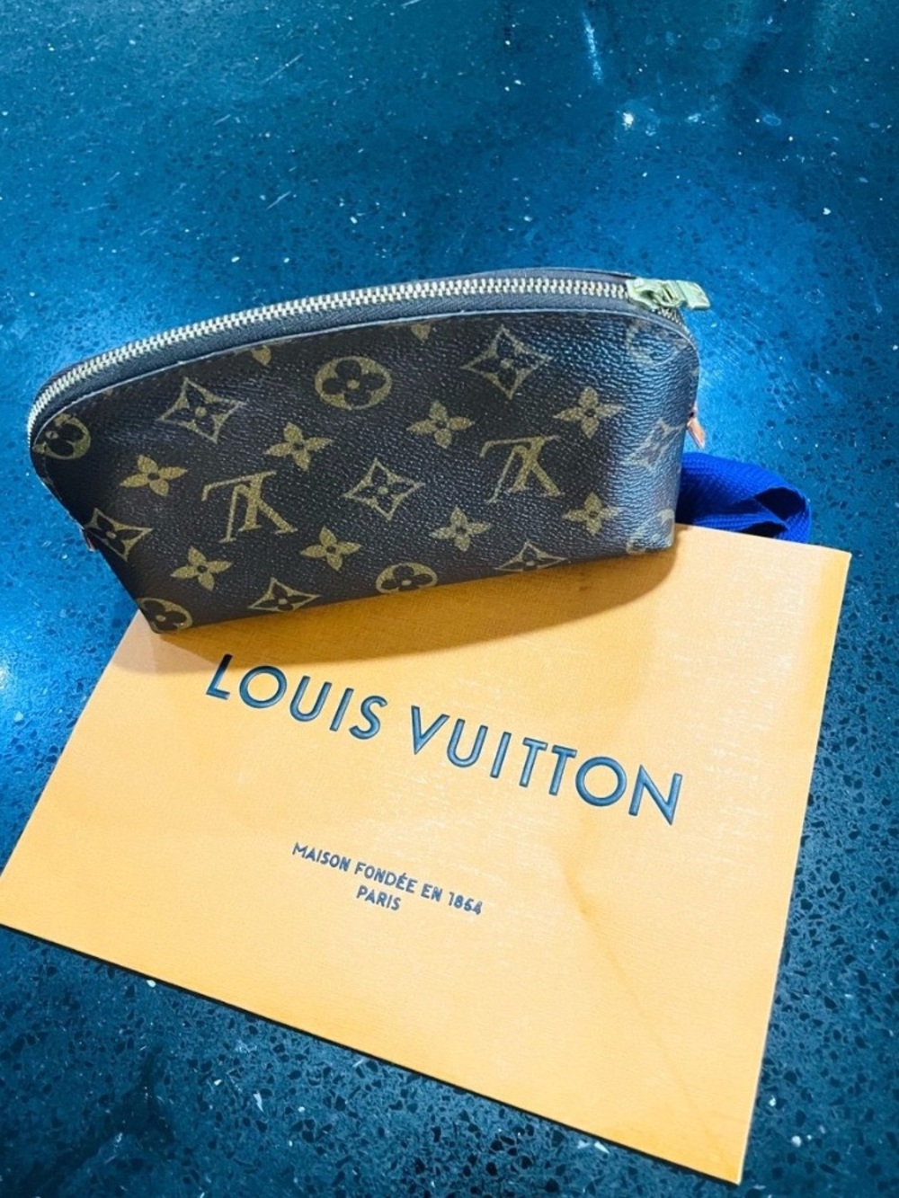 Louis Vuitton Monogram Canvas Phone Pouch - Brown & Gold Trim